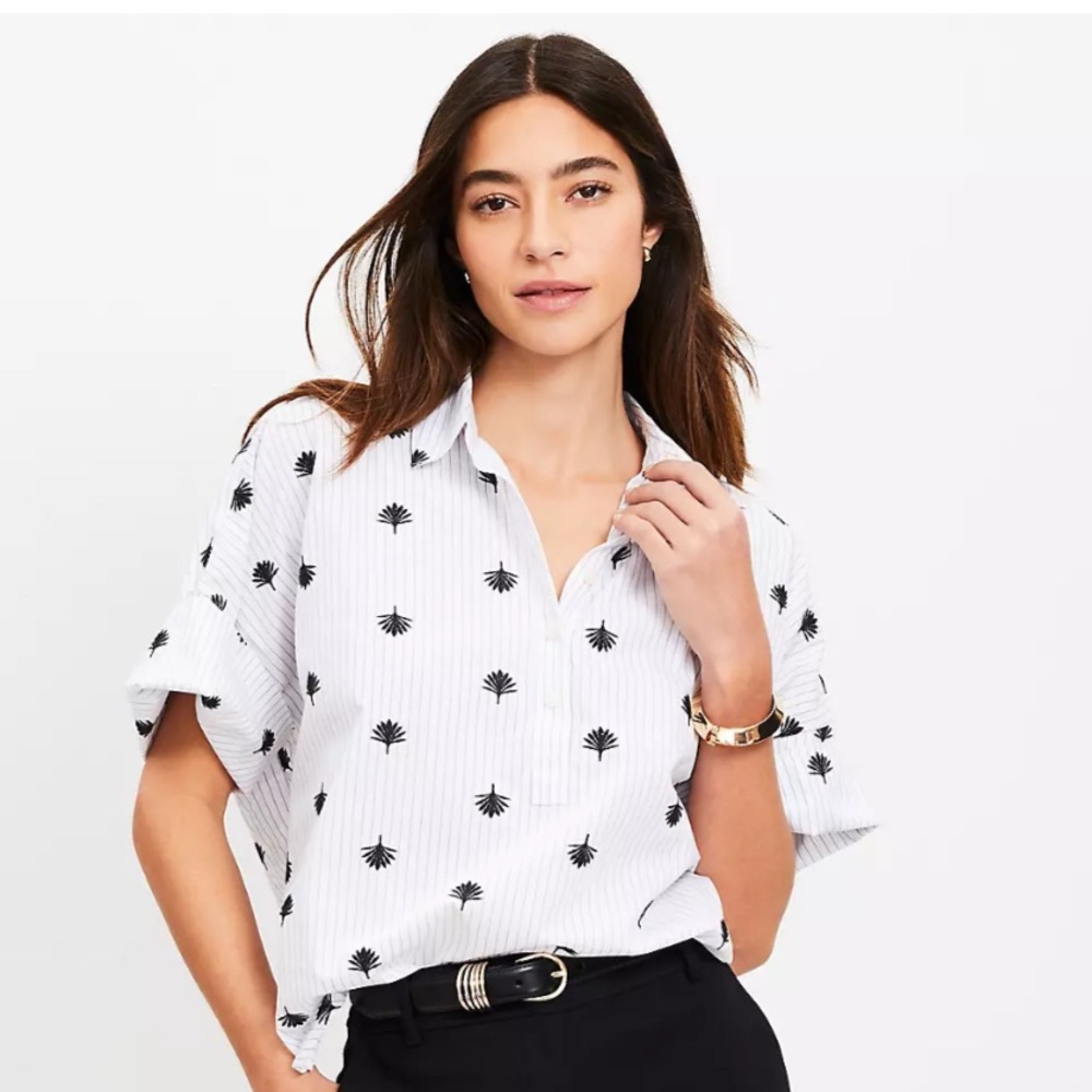 Loft Palm Henley Dolman Top